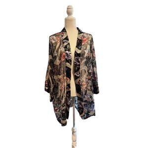 VINTAGE VICTORIA'S SECRET Gold Label Sheer Floral Kimono Robe-One Size